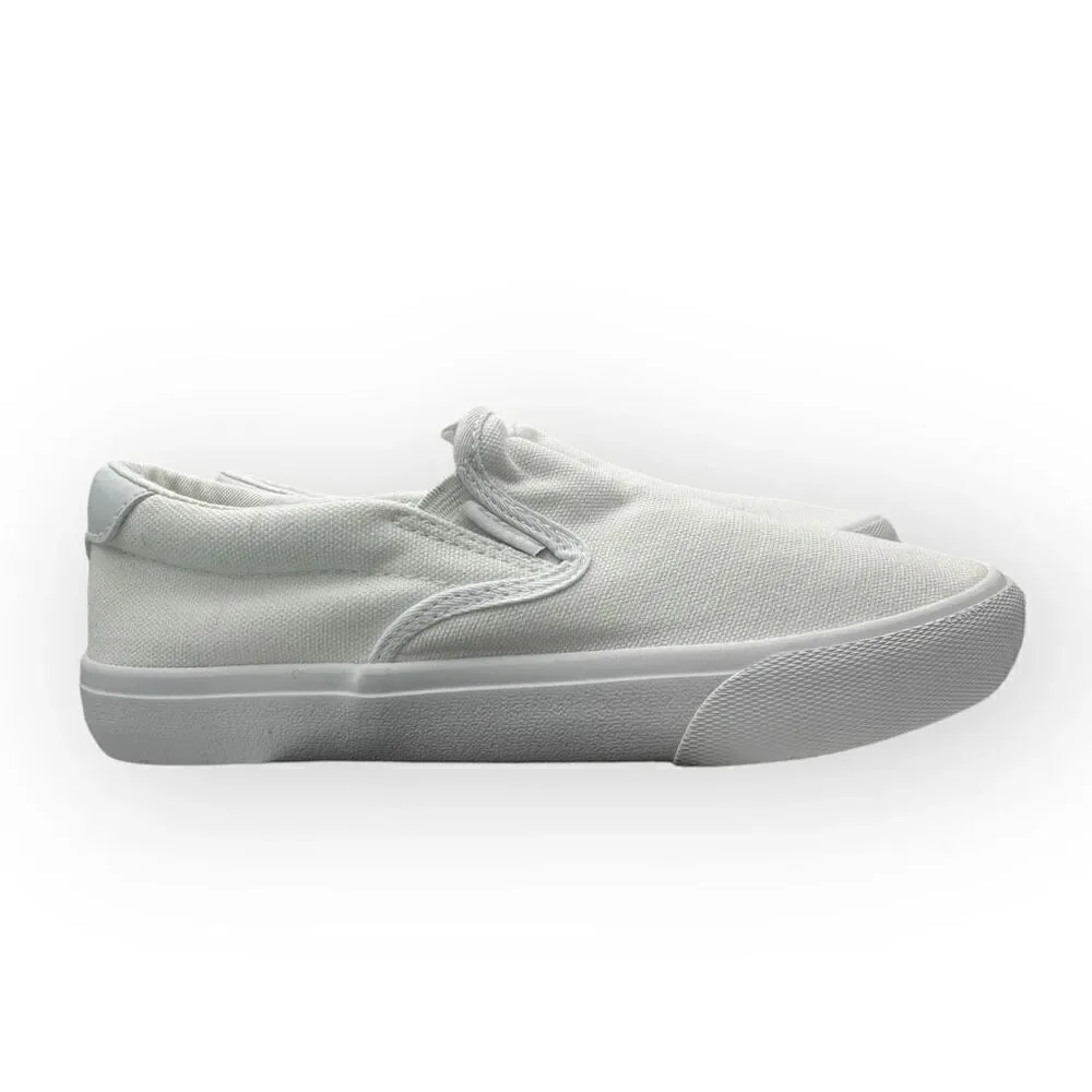 Lugz Womens Clipper Slip On Canvas Sneakers Shoes White Size 5.5M